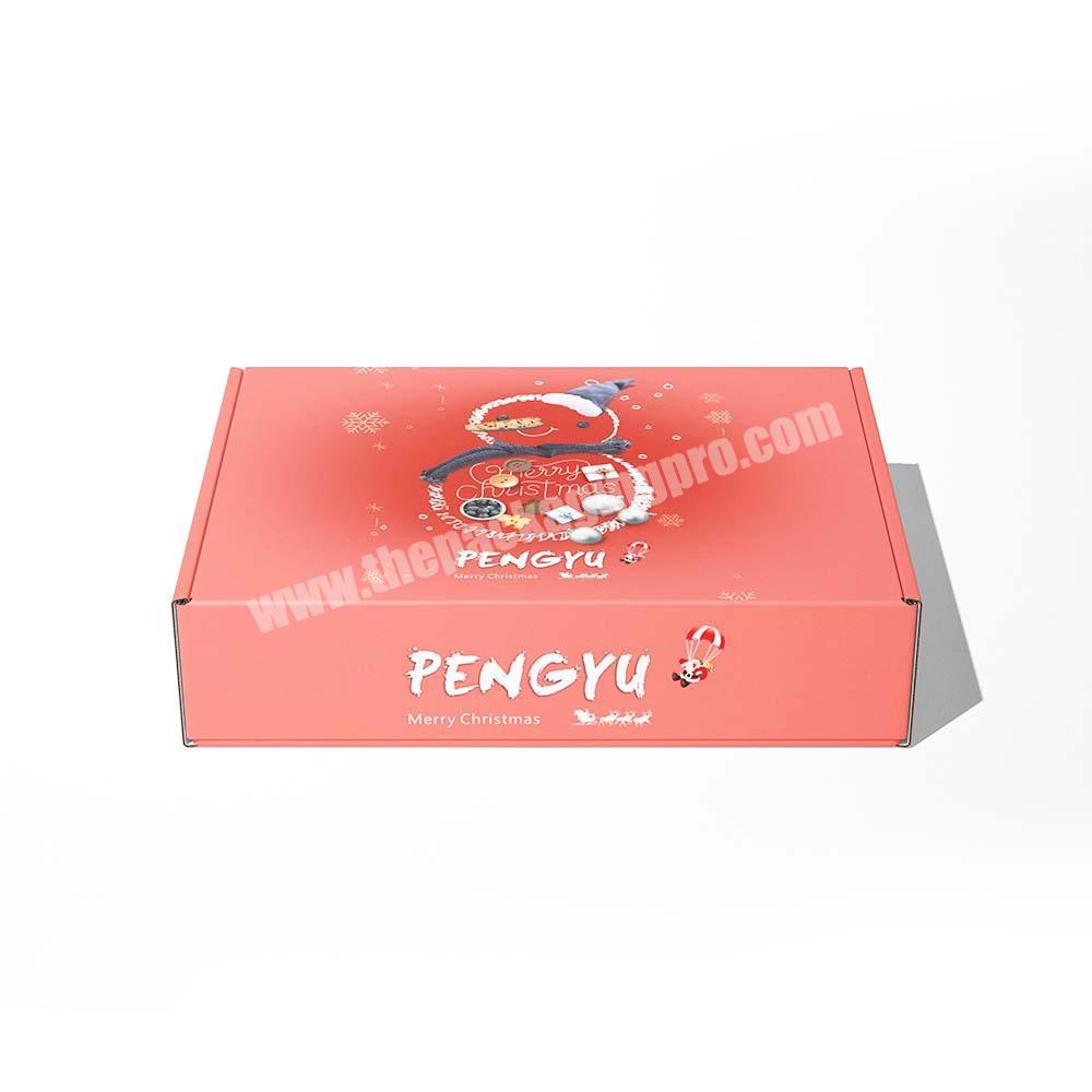 Custom Logo Packaging Mailer Box Pink Color Corrugated shipping box Christmas paper box
