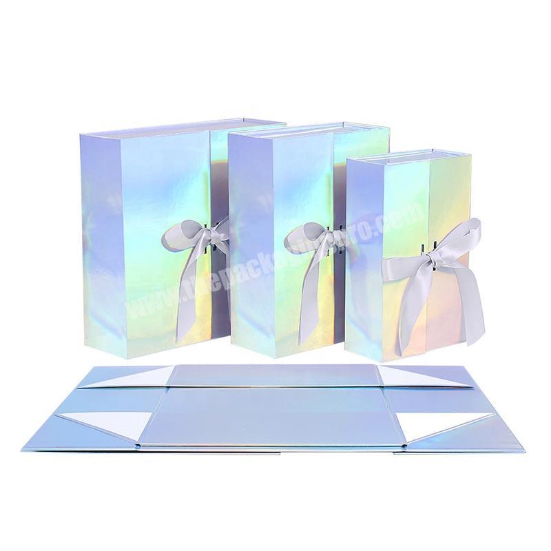 Custom Luxury Valentines Day Gift Sets Magnetbox With Ribbon Holographic Boite Cadeau Magnetique