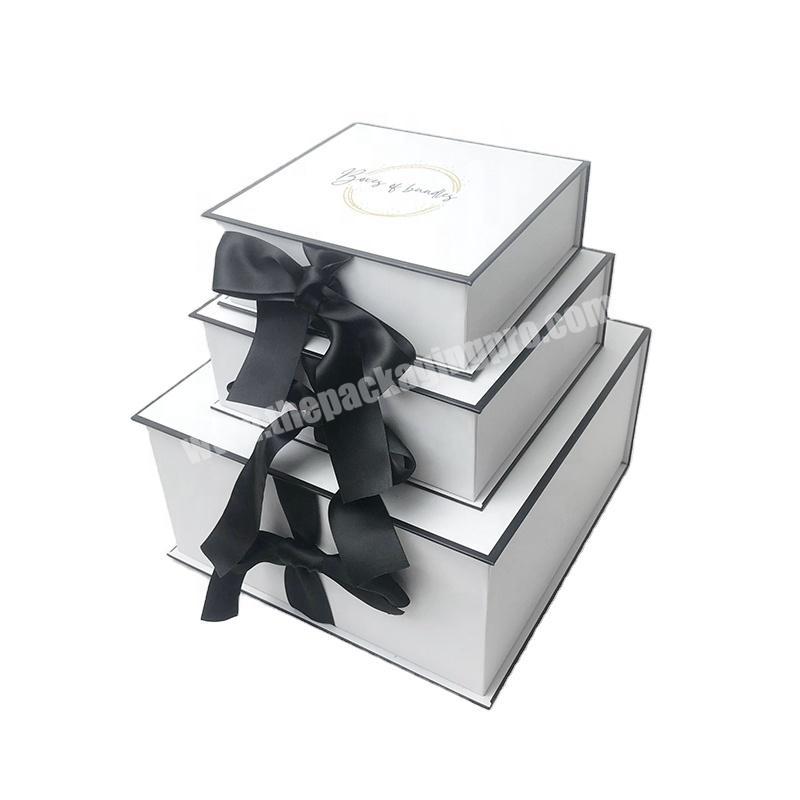 Custom Premium Famous Brand White Boxes With Bow Valentine Easter White Gift Set Packaging