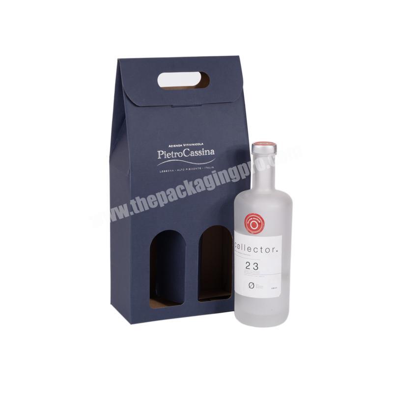 Custom Printed 3-Bottle Kraft Paper Bottle Carriers Cardboard Shipping Double Carton Paper Wine Box With Window factory
