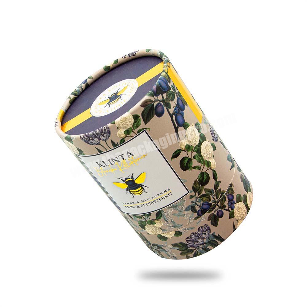 Custom Printing Cardboard Round Tea Cylinder Packaging Recycled Tube Paper Box
