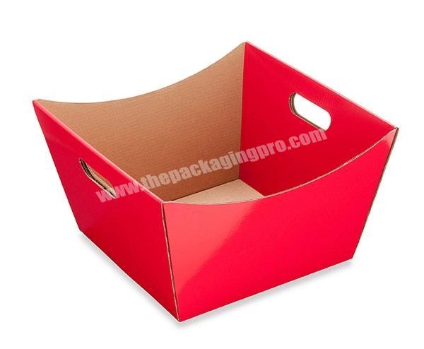 Custom Trapezoid Christmas Storage Gift Packaging Basket Hampers Tray Paper Boxes With Handle For Gifts
