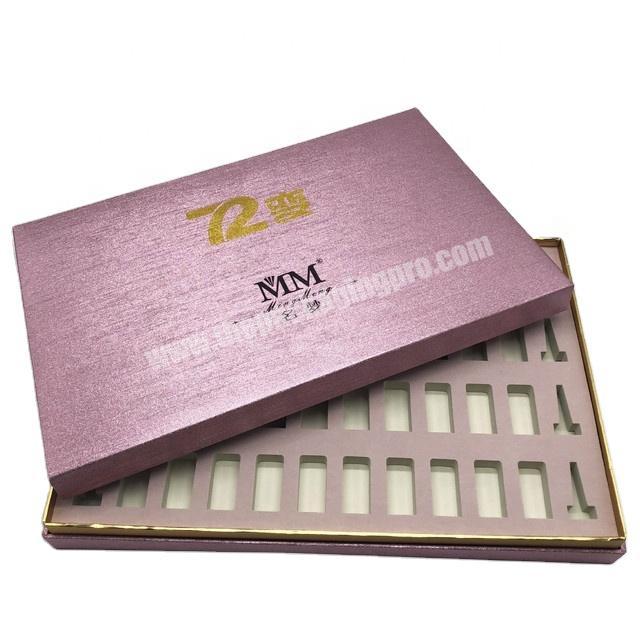 Custom Violet Empty Nail Tip Packing Press On False Nail Packaging Boxes Black Artificial Nail Box With Insert