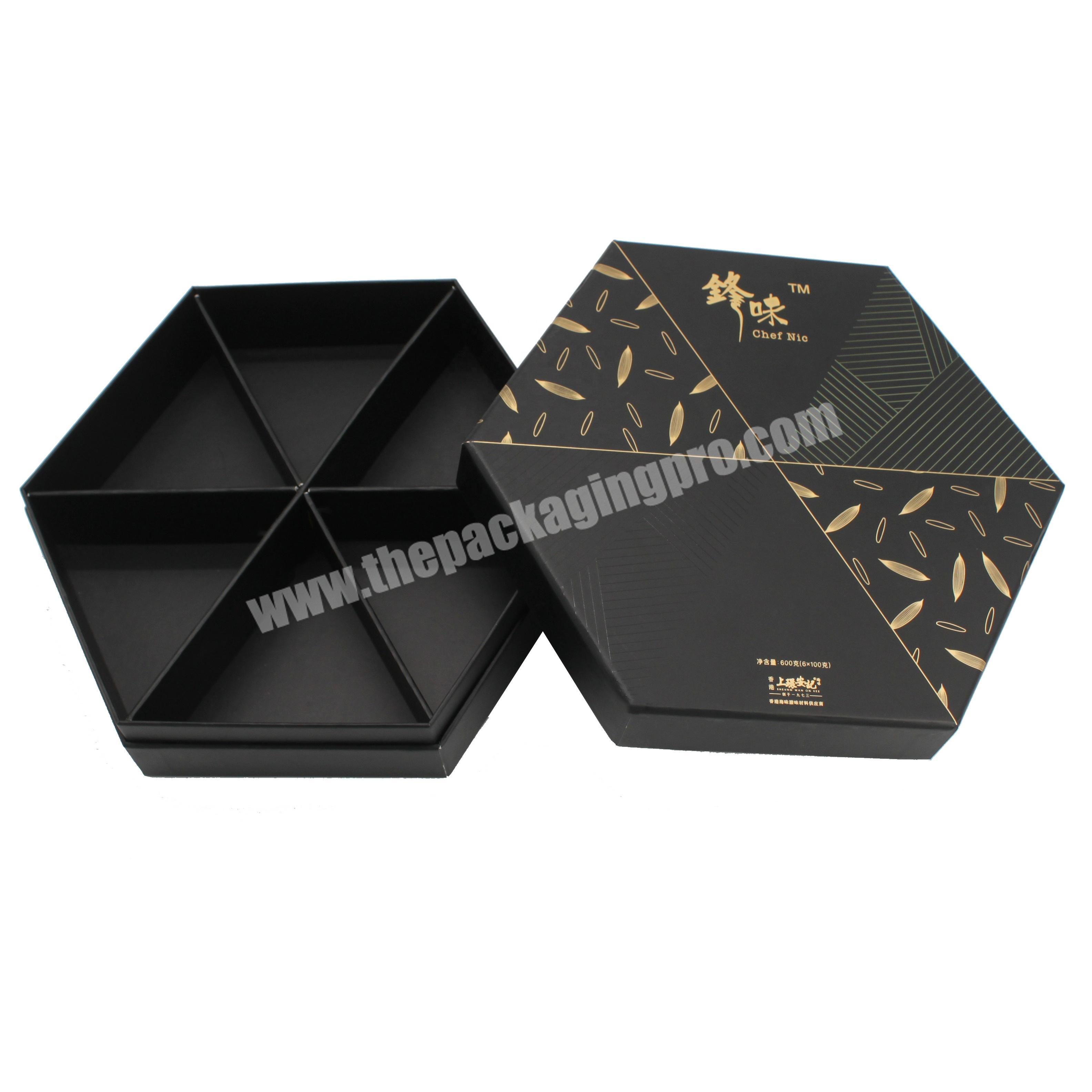 Custom biodegradable luxury cardboard black paper hexagons gift box packaging