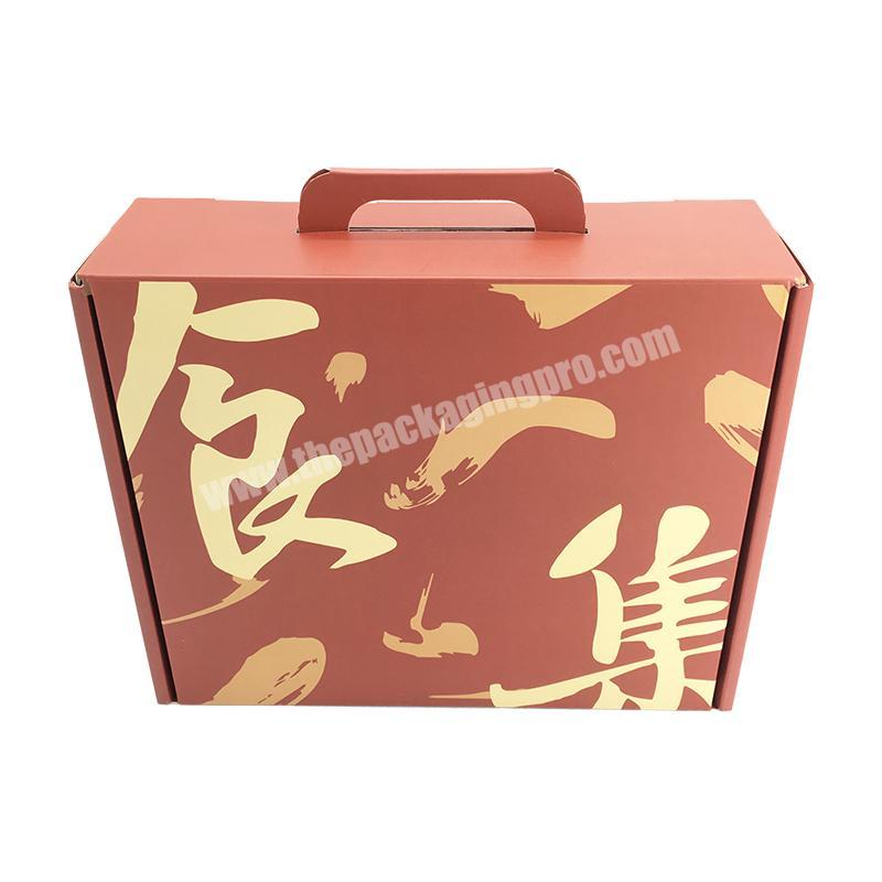Custom logo folding corrugated luxury handbag packaging box with handle