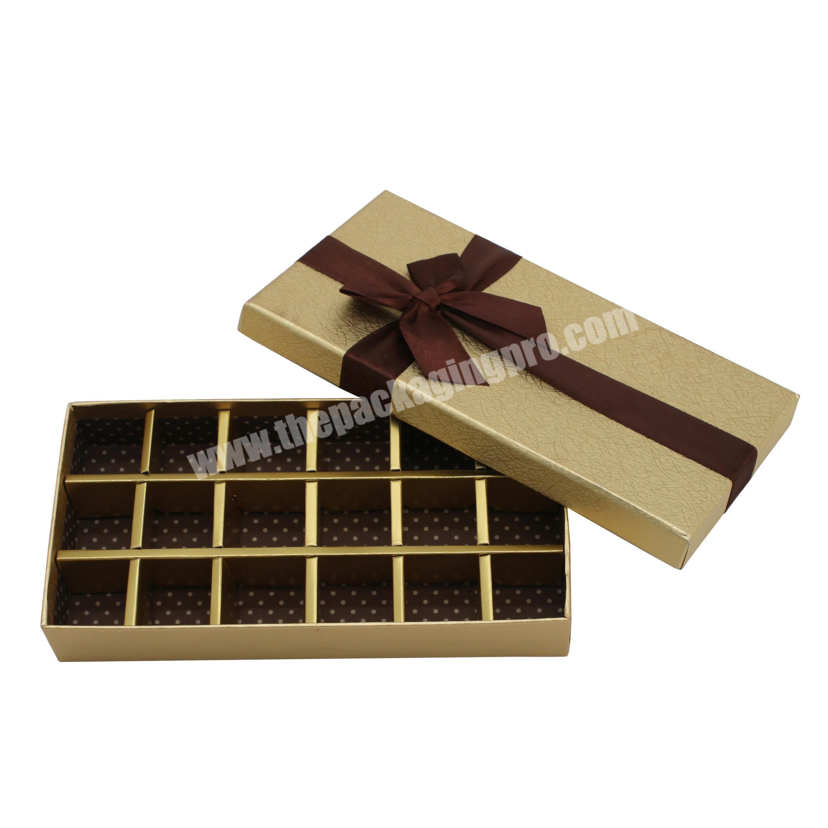 Custom logo golden luxury empty chocolate candy gift box with paper bag