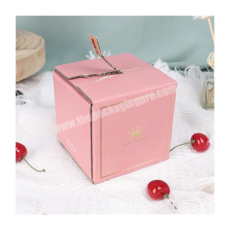Custom logo pink corrugated small mailer cardboard shipping boxes self stick zipper packaging boxes