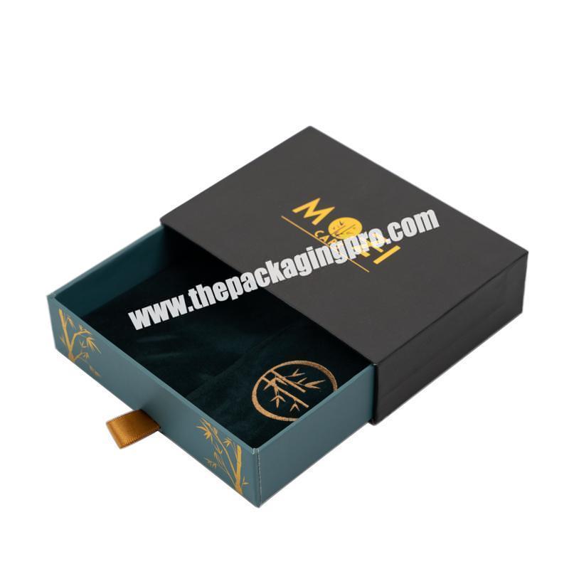 Luxury custom logo paper cardboard jewelry gift box sliding box packing drawer box with handle