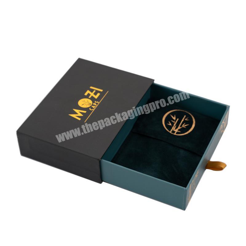 Custom golden logo foil stamping cardboard art paper board natural slider drawer cardboard eco jewelry packaging box for ring