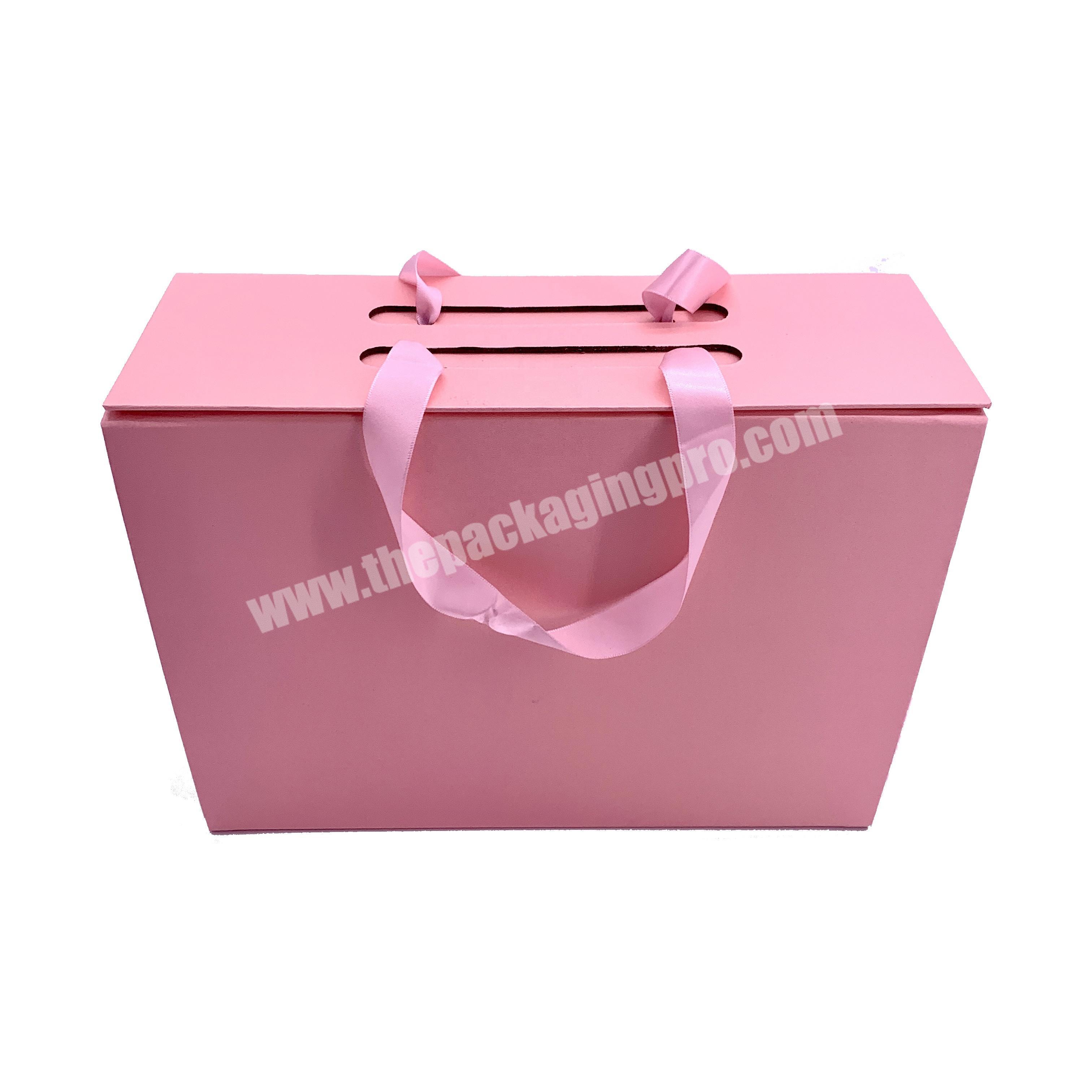 Custom luxury folding magnetic shoes clothing bundle packaging boxes with ribbon