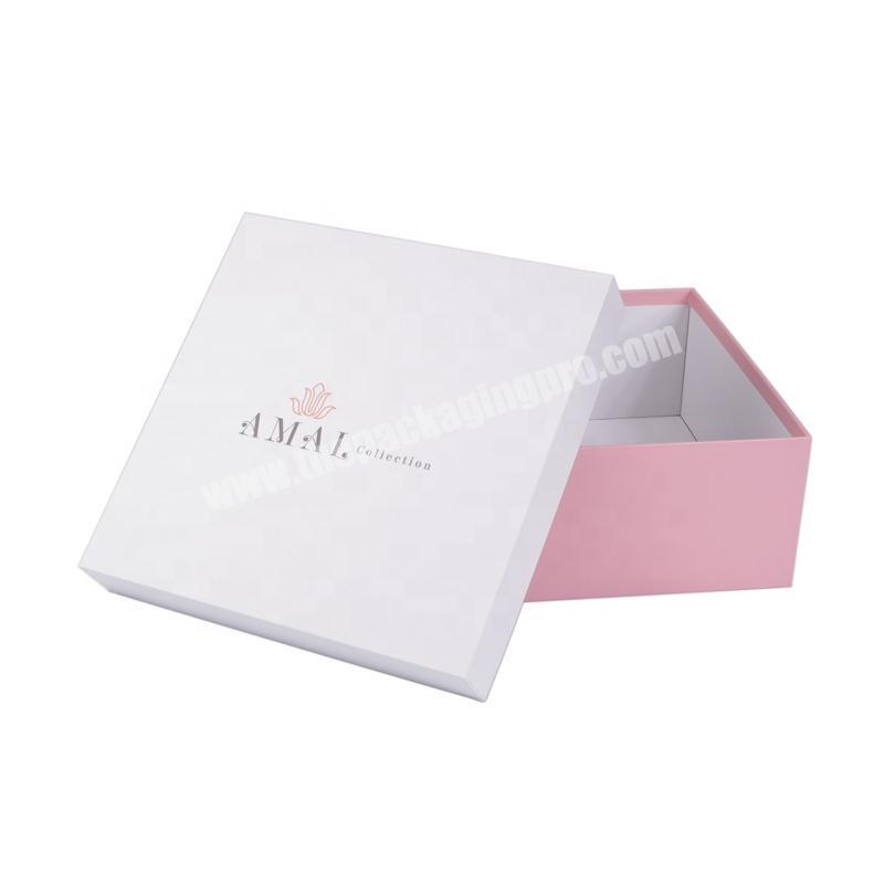 custom Custom white Gift T-shirt Cardboard Paper Box Custom printed ODM design box packaging with blue ribbon and silk stain box 