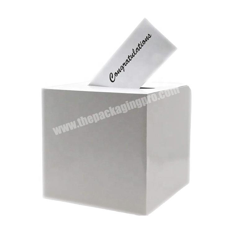 Customised kraft white paper packaging collapsible suggestion raffle donation wedding card white paper gift box