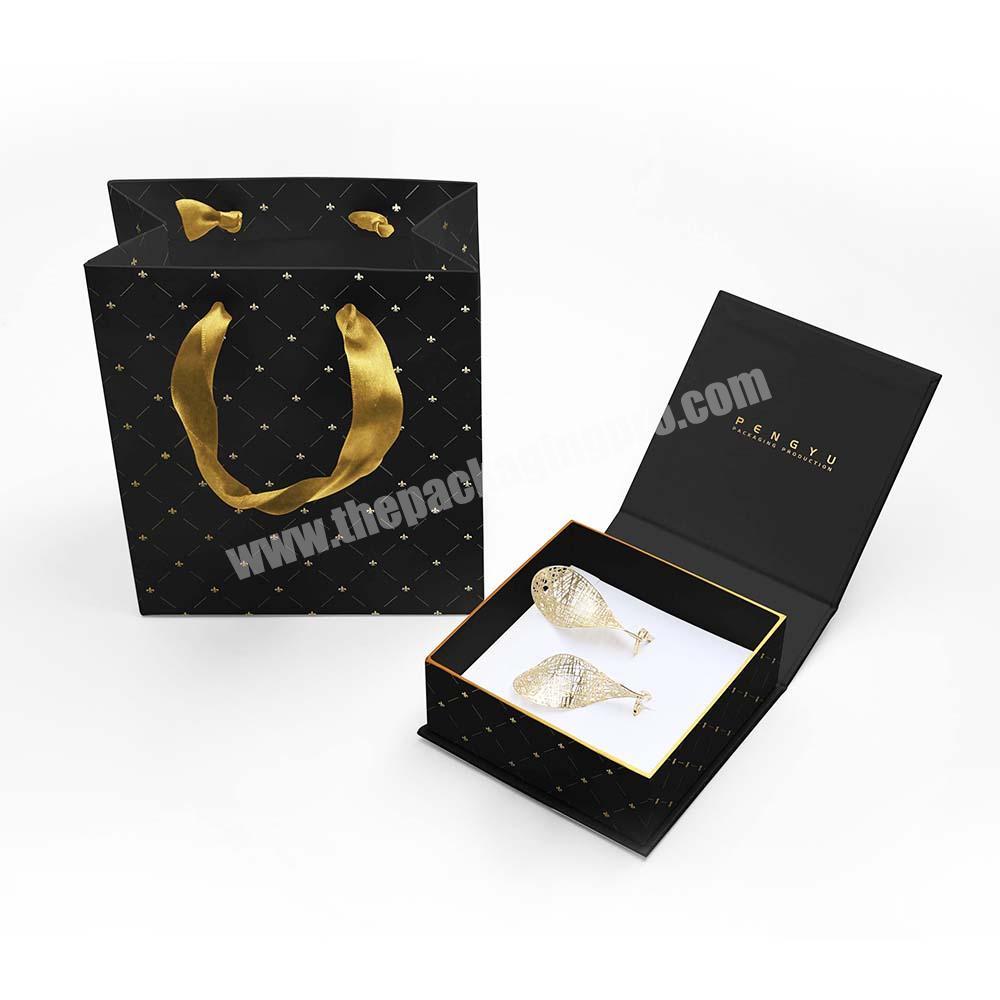 Customized cardboard flip ring earring packaging box paper magnet jewelry box with logo