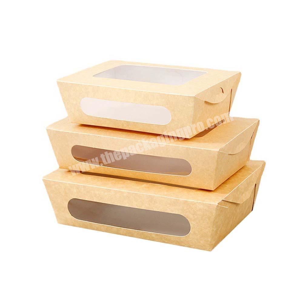 Disposable take out salad box food packaging cardboard boxes with window take away container