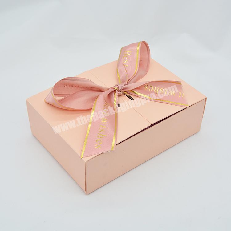 Eco Friendly Luxury Custom Logo Printed Packaging Clothes Gift Box With Ribbon Bow For Underwear