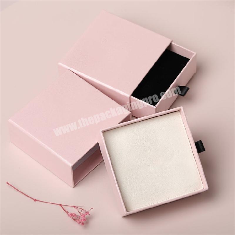 Eco Friendly  Pink Custom Logo Printedhard Rigid Recycle Style Cardboard Jewelry Packaging Sliding Gift Paper Drawer Box