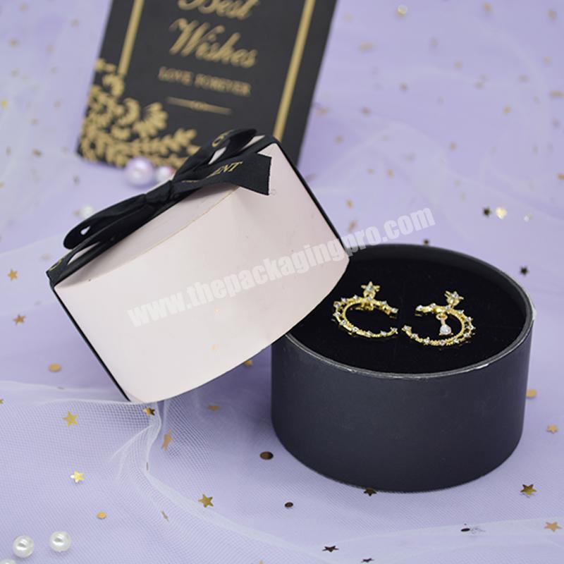 Eco friendly paper cardboard luxury gift necklace jewelry box packaging wedding ring lid and base packing box