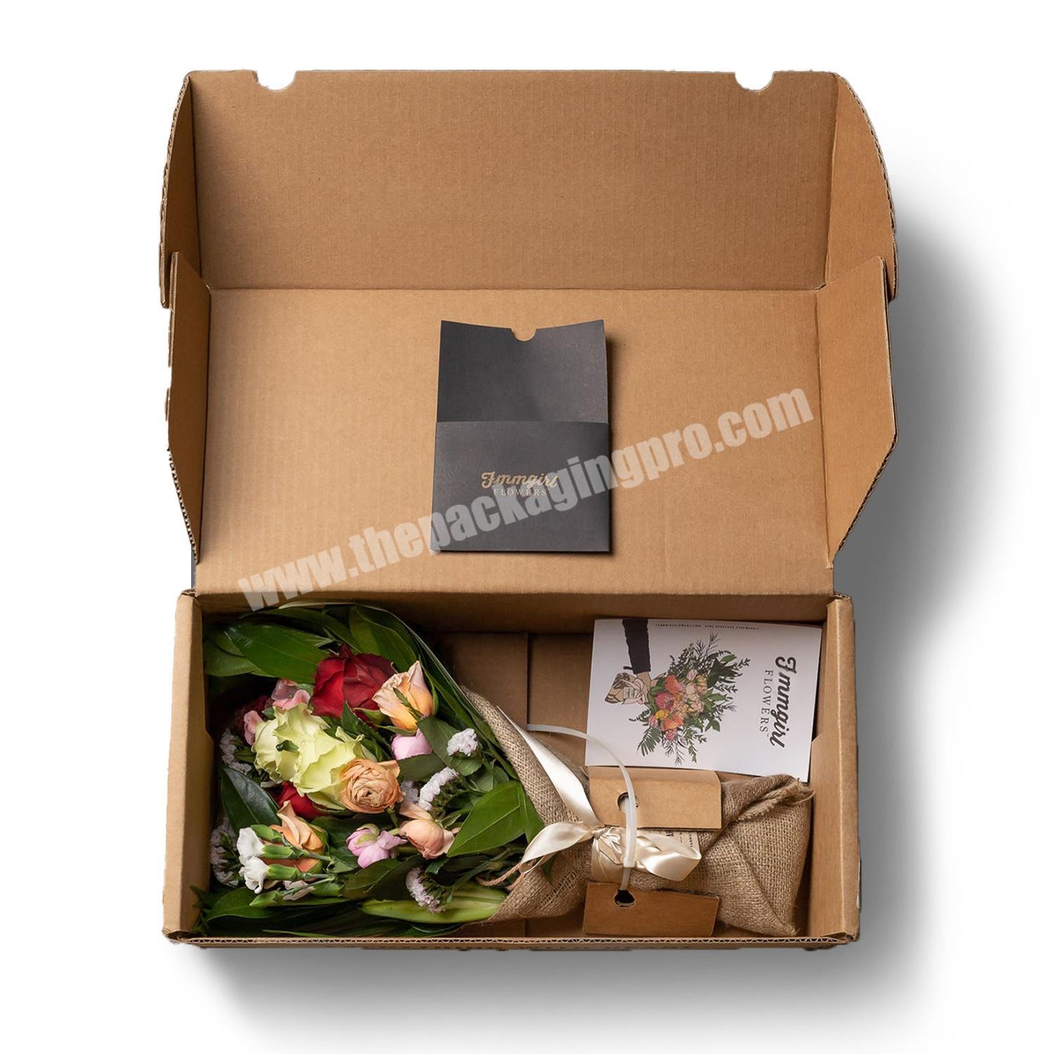 personalize Free Design Eco Packaging Extremely Sturdy Custom Full Color Corrugated Shipping Box for Fresh Flower