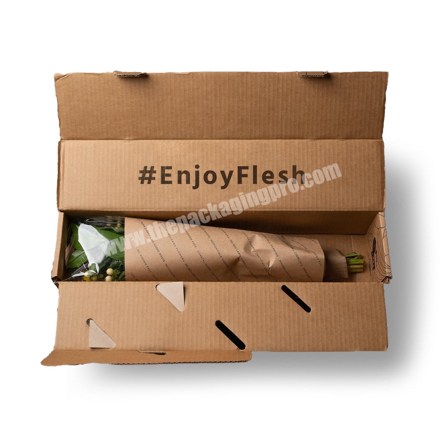 Free Design Eco Packaging Extremely Sturdy Custom Full Color Corrugated Shipping Box for Fresh Flower