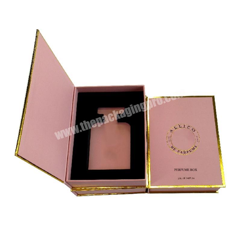 Free Design Making Perfume Bottle Packaging Box Pink Magnetic Perfume Gift Box with Insert