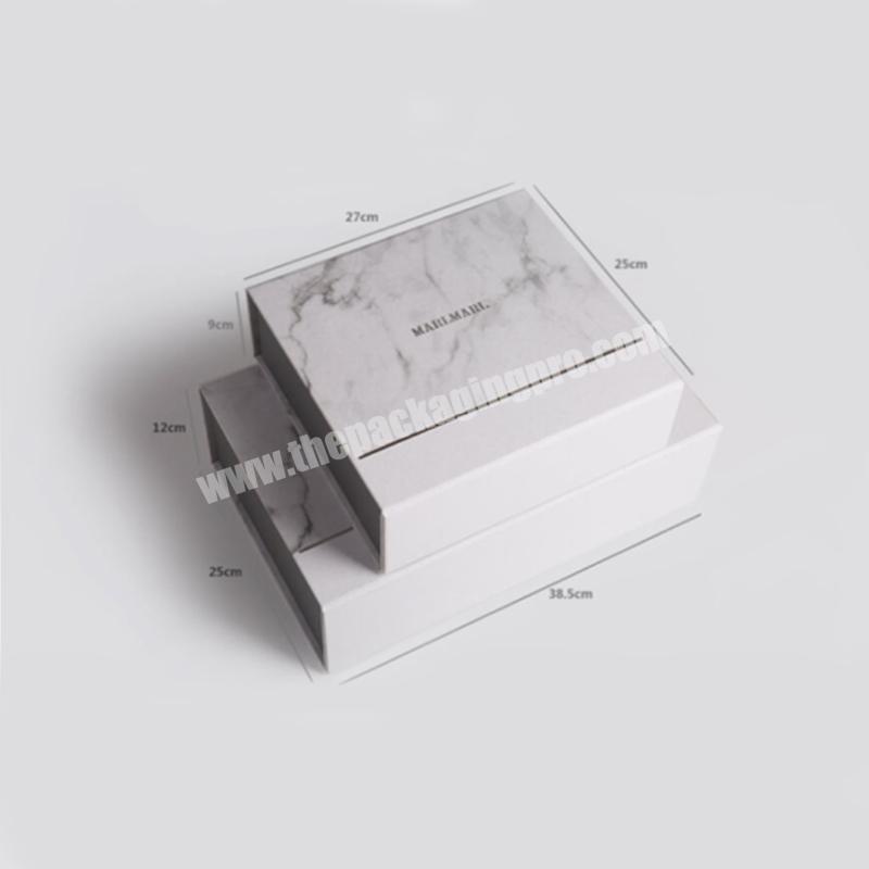 Free sample cmyk marble printing paper box wedding jewelry paper gift magnetic chipboard packaging box for necklace earrings