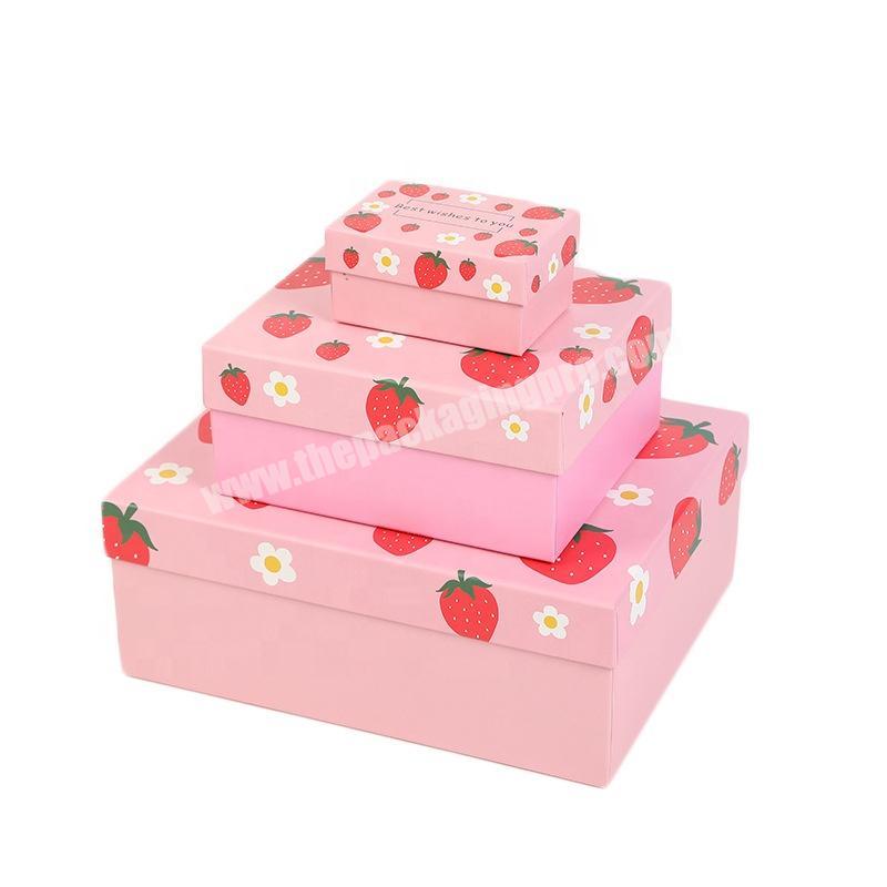 Full Printing Cute Fruit Pattern Cardboard Rigid Boxes for Package Kid Present