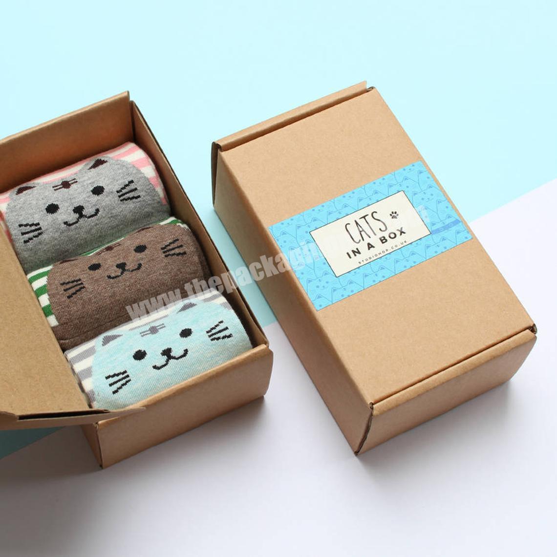 BK24B Custom Eco Friendly Paper Cardboard Sock Box Packaging  Design Gift Packing For Socks