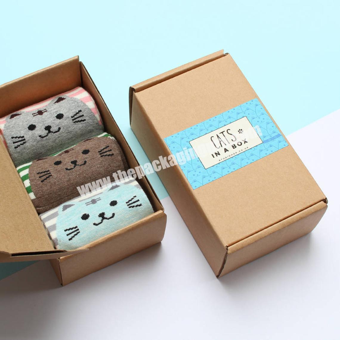 Custom Eco Friendly Paper Cardboard Sock Box Packaging  Design Gift Packing For Socks