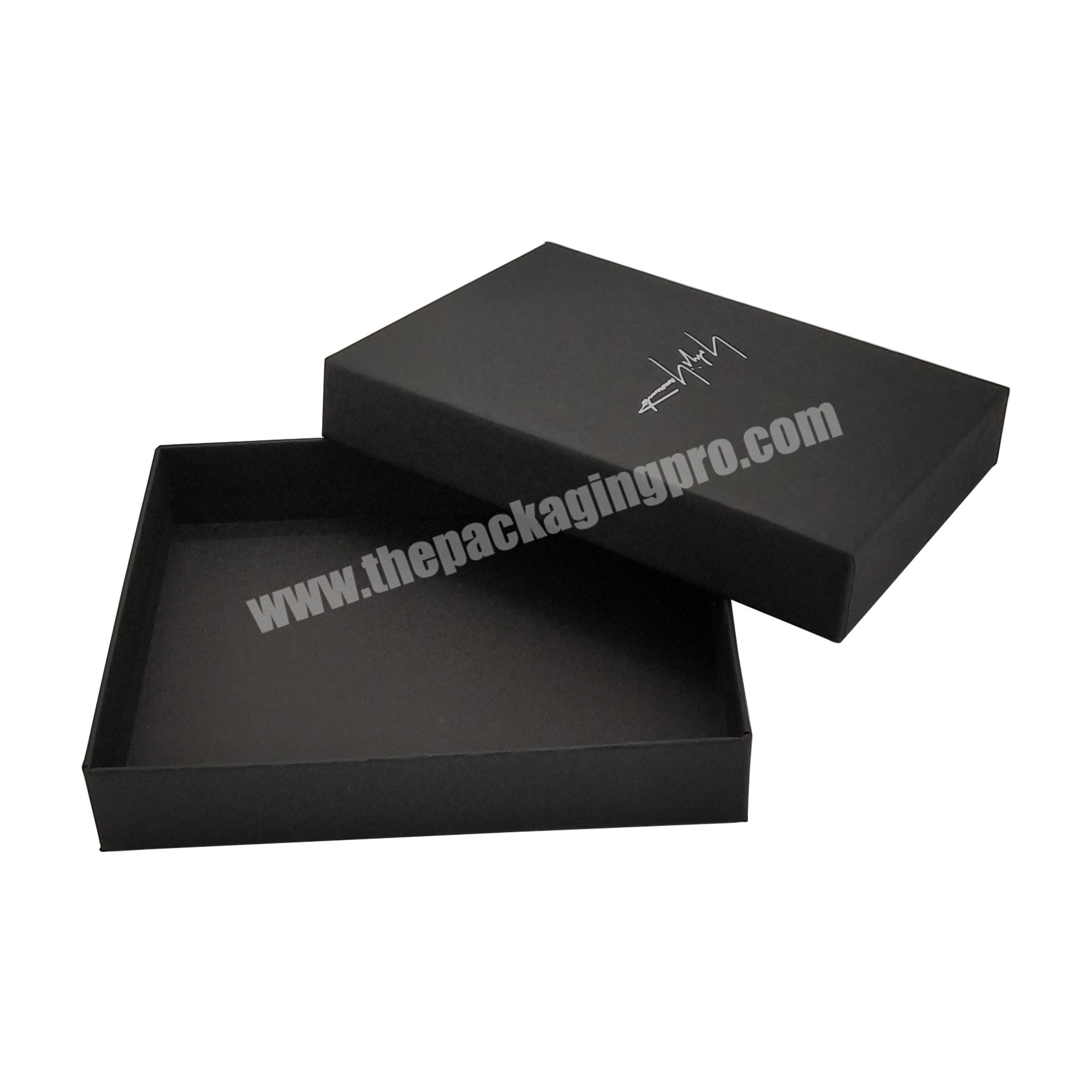 High quality bow neck tie clothes gift box black square packaging paper box business card storage packaging boxes with logo