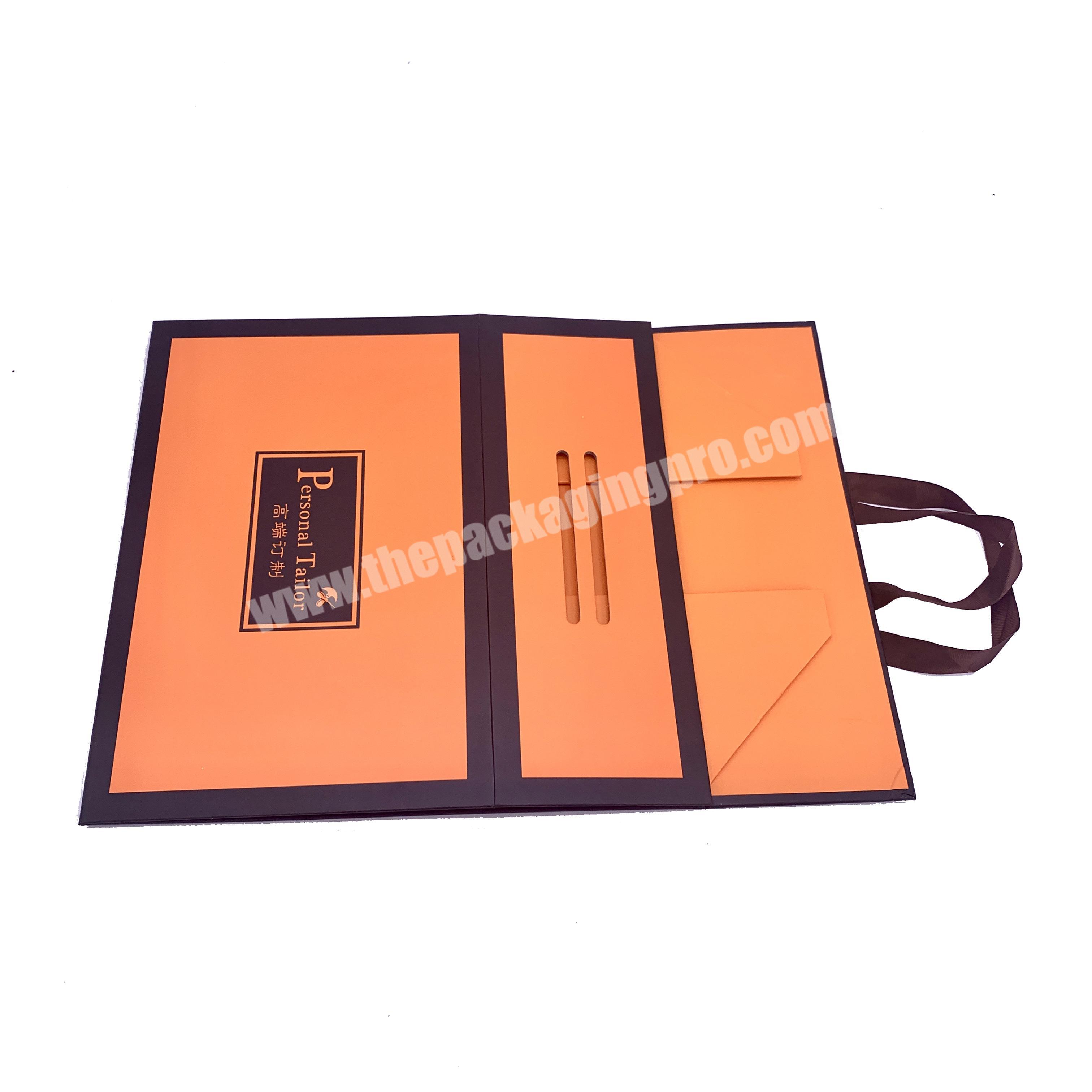 High quality orange folding luxury clothing shoes cosmetic packing paper box