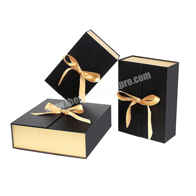 Hot Black Luxury Double Door Magnetische Faltschachtel Christmas Gift Folding Box For Present