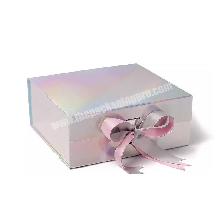Hot Sale Wedding Magnet Foldable Luxury Gift Boxes Packaging With Ribbon Closure