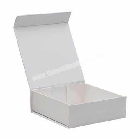 KINSUN Cheap OEM Custom luxury white magnetic flap clothing paper box foldable magnetic closure gift boxes with black ribbon
