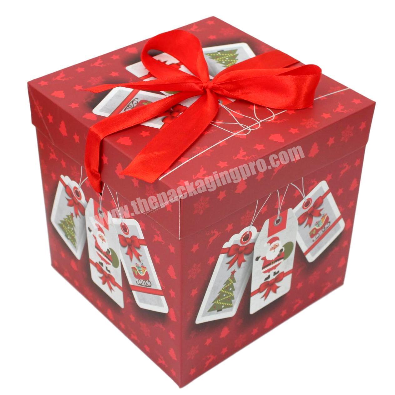 KINSUN Free sample luxury custom printed Merry Christmas Corrugated Board Hampers Tray Box Set Gift Present Boxes