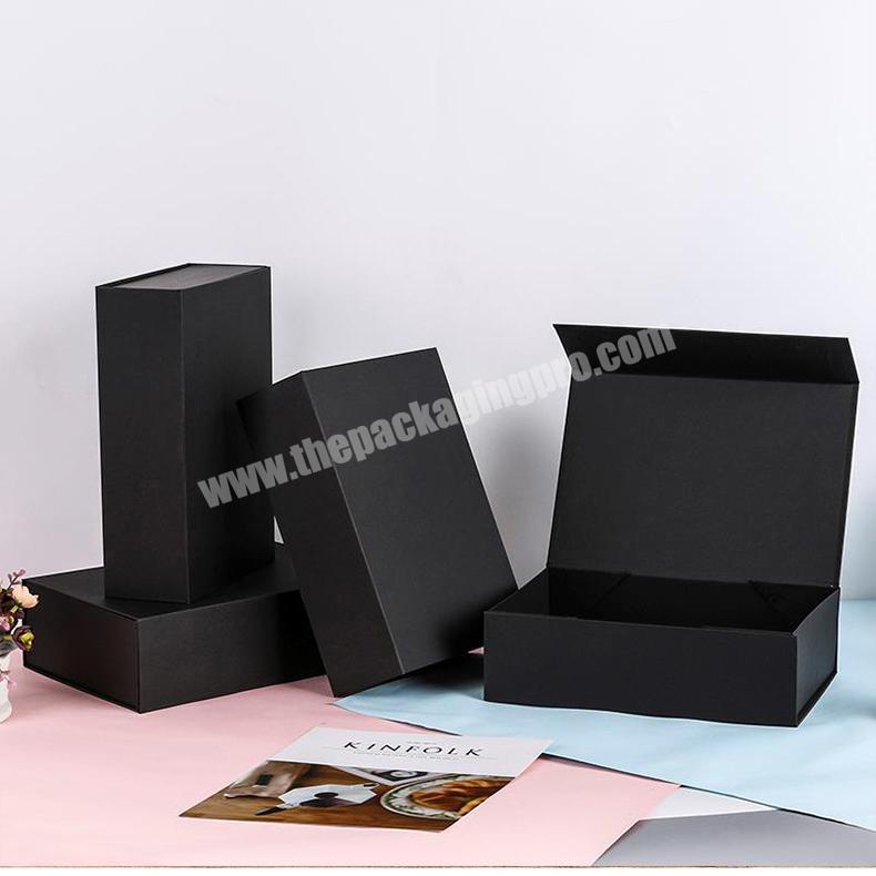 KinSun Black folding flip packaging box magnetic gift box high-grade custom logo gift box