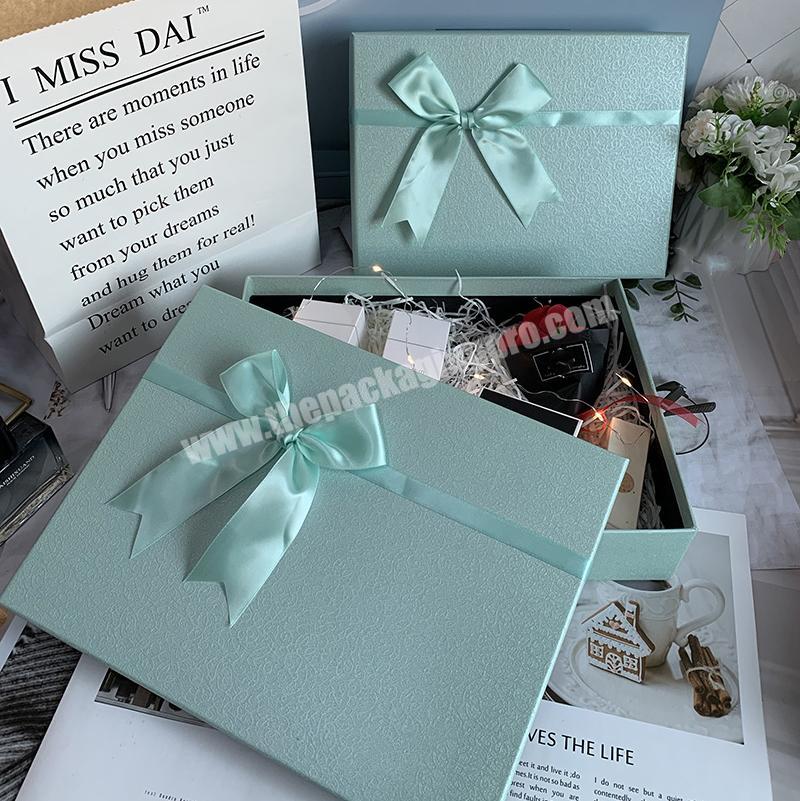 KinSun Customized empty gift box Transparent high-end small medium large sky blue birthday gift box Exquisite gift box