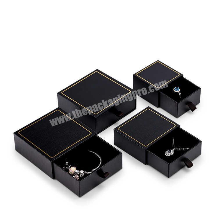 KinSun Wholesale Black Drawer Box Jewelry Gift Box Customized Ring Necklace Bracelet Box