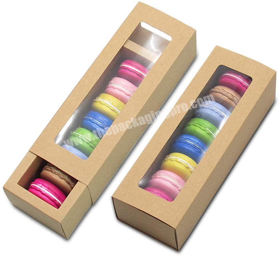 Macarons Container Packaging Box Kit for Chocolate Truffles Cake Pops Desserts Muffins Brown Paper Macaron Gift Box
