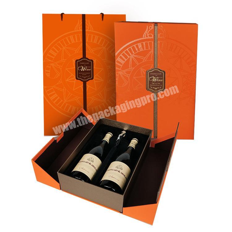 Osmo wholesale custom logo printed empty wine gift box single bottle Champagne WHISKY BRANDY XO paper packaging box wholesaler