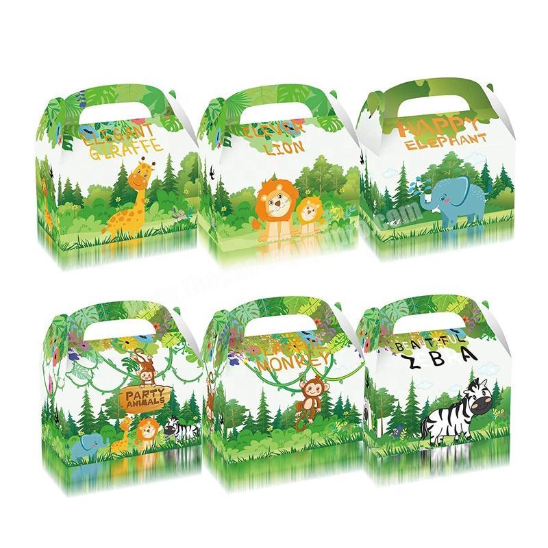 Printed Zoo Animal Cardboard Treat Box Jungle Theme Party Favor Boxes Children Birthday Party