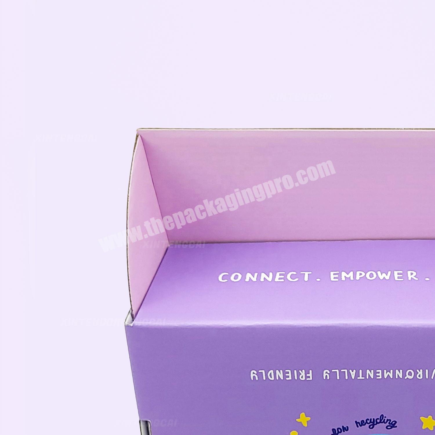 custom Purple Pink Custom Logo Cardboard Cartons Shipping Mailer Box Cosmetic Set Cosmetics Mailing Corrugated Packaging Boxes 