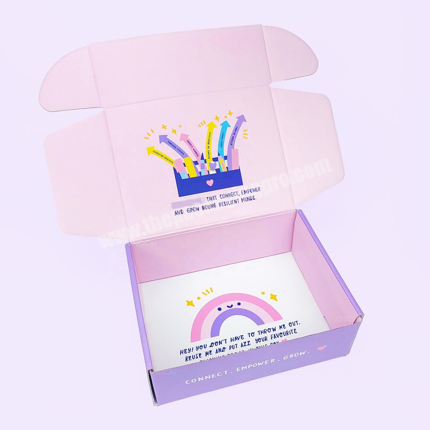 Purple Pink Custom Logo Cardboard Cartons Shipping Mailer Box Cosmetic Set Cosmetics Mailing Corrugated Packaging Boxes