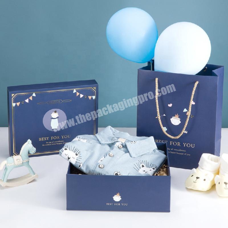 Retail Wholesale Customization Folding Boy Blue New Born Baby Shower Gift Boxes Packaging