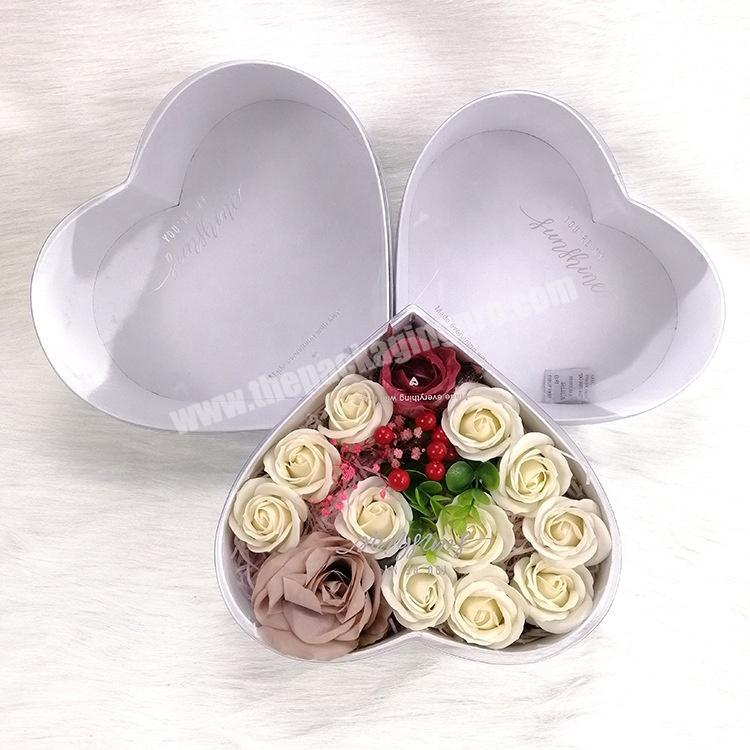 Rigid Cardboard Heart Shaped Flowers Boxes Preserved Rose Flower Box With Clear Window