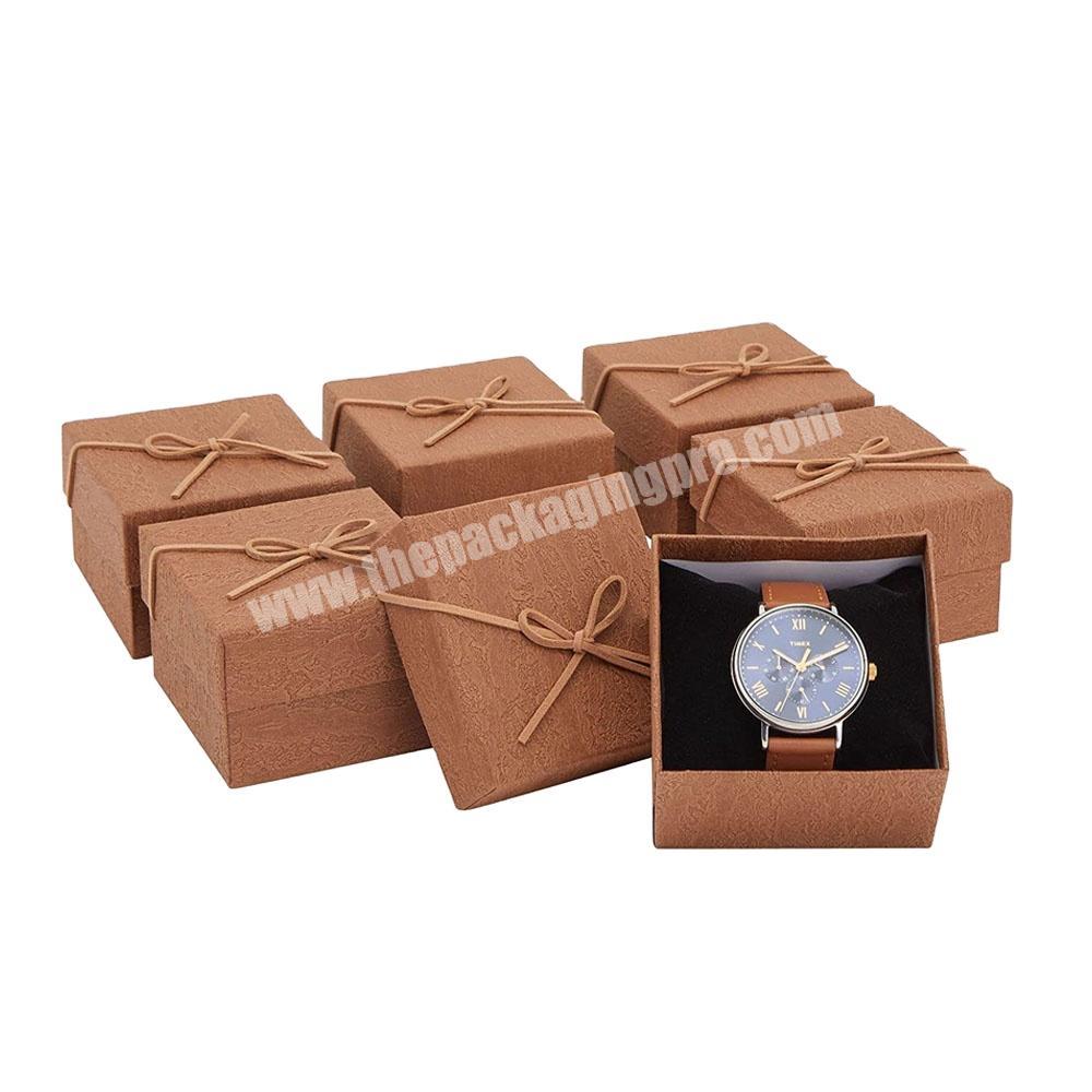 Small Gift Boxes with a decorative bow knot on lid and Velvet Insert for Jewelry, Bracelets, Keychains (3.5 x 3.5 x 2.3 In)