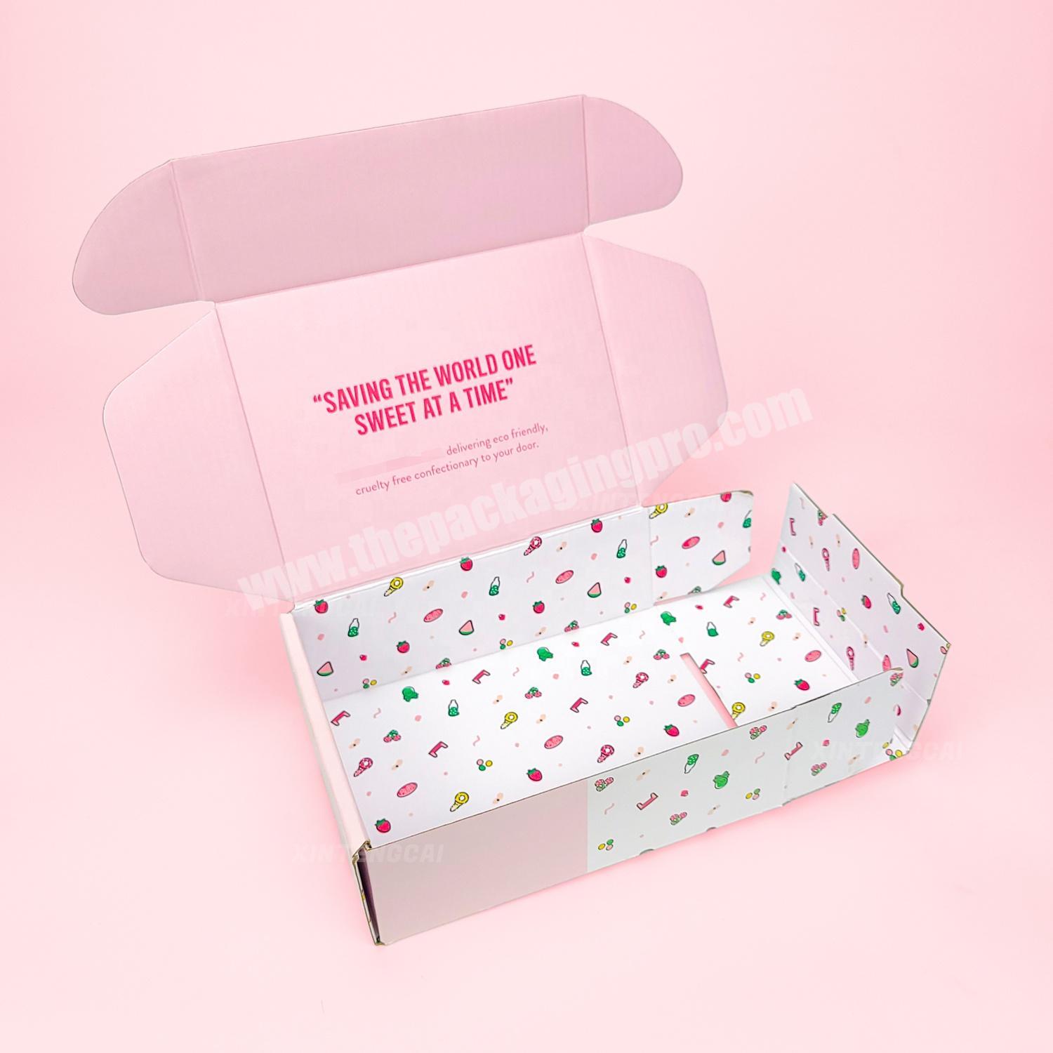 Sweet Pink Mailer High Quality Custom Logo Printed Cosmetic  Skincare  Personal Care  Snack  Candy Packaging Paper Box manufacturer