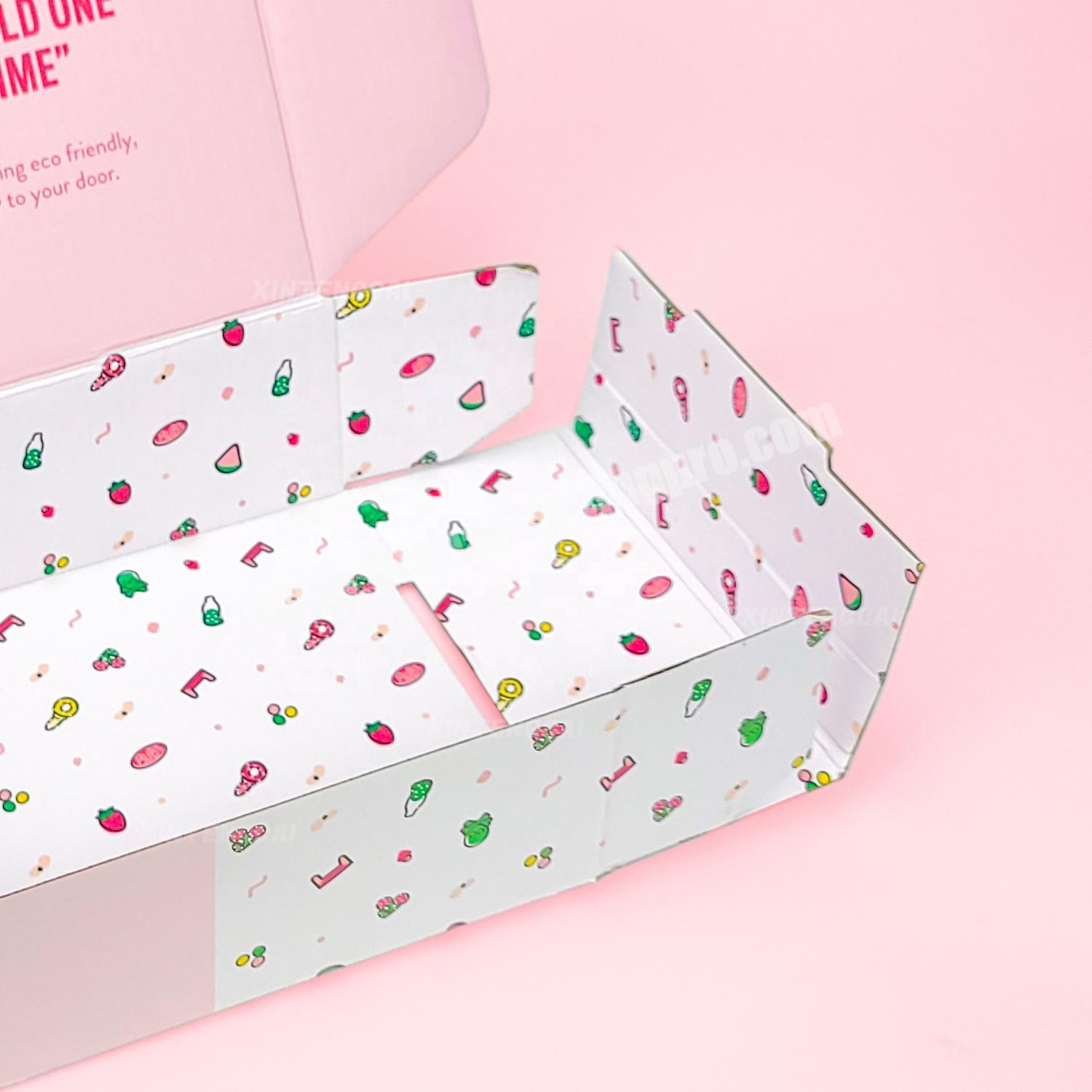 Sweet Pink Mailer High Quality Custom Logo Printed Cosmetic  Skincare  Personal Care  Snack  Candy Packaging Paper Box wholesaler