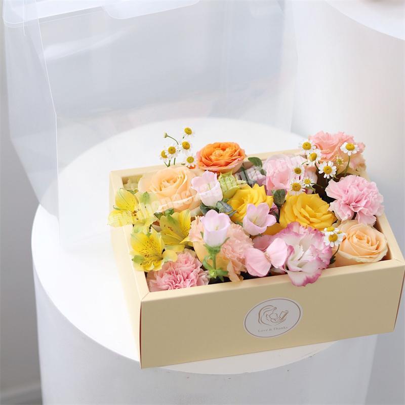 Transparent Plastic Preserved Bouquet Packaging Gift Clear PVC Flower Box For Flowers with  Handle factory