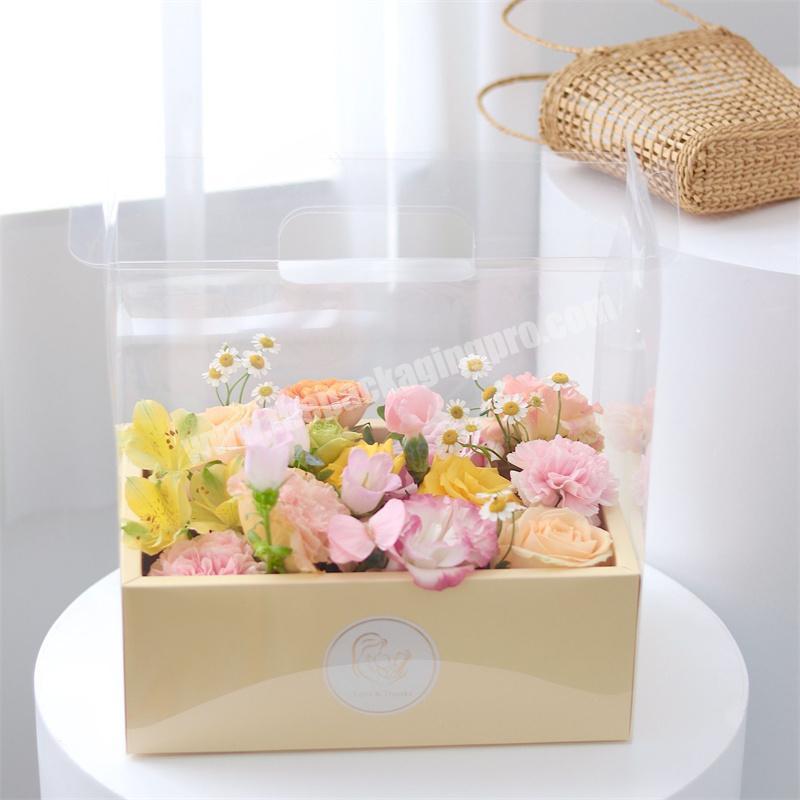Transparent Plastic Preserved Bouquet Packaging Gift Clear PVC Flower Box For Flowers with  Handle manufacturer