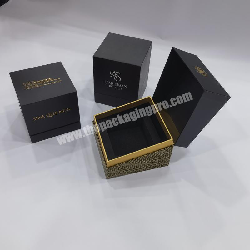 Wholesale Custom empty paper gift box for candle jar luxury 2 pieces candle clamshell flip box square shape packaging wholesaler